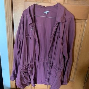 Maroon Button Zip Singe Coat